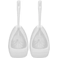 Merkloos 2x stuks wc-borstels/toiletborstels met randreiniger inclusief houders wit 39.5 cm van kunststof - Toiletborstels
