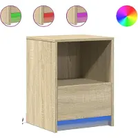vidaXL Nachtkastje met LED-verlichting bewerkt hout sonoma eikenkleur