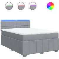 vidaXL Boxspring met matras stof lichtgrijs 140x190 cm