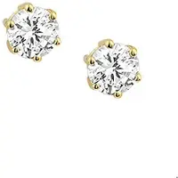 Trendjuwelier huiscollectie Oorknoppen Zirkonia Geelgoud Glanzend