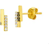 Trendjuwelier huiscollectie Oorknoppen Zirkonia Geelgoud Glanzend 8 mm x 2.6 mm
