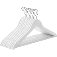 Mazazu MIRA Home Houten Kledinghangers Set van 10 - Kleerhangers met Draaibare Haak - 44,5 cm - Wit