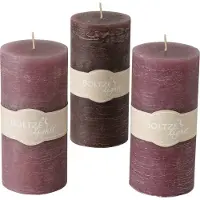 Boltze - Stompkaarsen - Set van 3 - Paars, Bruin, Roze/paars - 15x7cm