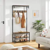 Mazazu MIRA Home - Garderoberek XL - Kapstok - Industrieel Design - Bruin/Zwart - 80x32x178,5 cm