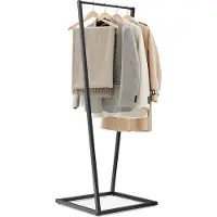 Mazazu MIRA Home - Kledingrek - Garderoberek - Kapstok staand - Metaal - Zwart - 55x55x153