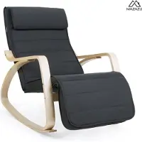 Mazazu MIRA Home - Schommelstoel volwassenen - Schommelstoel binnen - Comfortabel - Hout - Stof - Grijs - 67x115x91