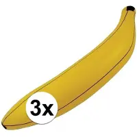 Henbrandt Opblaasbare banaan – geel – 80 cm – opblaas fruit - 3x - tropisch - zwembad/feest - decoratie