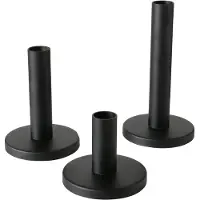 Boltze Kaarsenstandaardset Malko 3-delig Metaal Rond Ø9xH16cm Zwart zwart