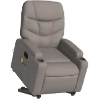 vidaXL Sta-op-massagestoel elektrisch verstelbaar stof taupe