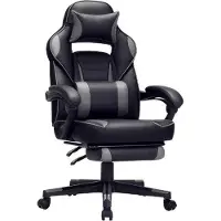 Mazazu MIRA Home - Bureaustoel voor volwassenen - Game stoel - Kantoor - Kunstleer - Zwart/Grijs - 70x68x115