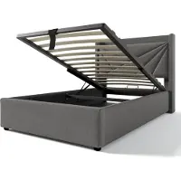 Merax Gestoffeerd Eenpersoonsbed met Opbergruimte - USB Type-C Oplaadfunctie - Linnenmateriaal - 90x200 cm (Inclusief Matras)