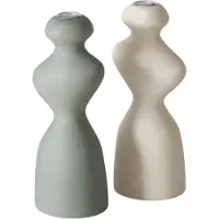 Boltze - Kandelaar - Morana - Set van 2 - 22cm - Keramiek - Groen en Beige