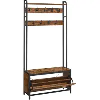 Mazazu MIRA Home - Kapstok - Garderobe - Bruin - Zwart - Spaanplaat - Staal - 30×85×180