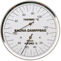 Finnsa Stoombad Sauna Thermometer Hygrometer RVS (Ø13cm)