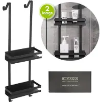 XIVADA Doucherek Zica - Met ophanghaken - Rvs - 2 Laags - Zwart