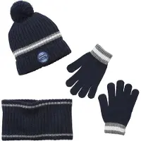 Vertbaudet Set muts + snood + handschoenen voor jongens van geribbeld tricot marine