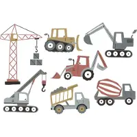 Vertbaudet Stickers Bouwmachines rood