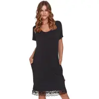Doctor Nap Nachthemd Dames Viscose | Nachthemd Dames Korte Mouw | Nachtjapon Dames Volwassenen | Zwart TW.4380 S