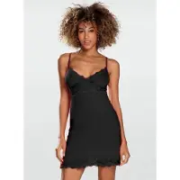 DKaren Laloni - zwarte slipdress - viscose met kant S