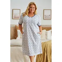 Doctor Nap Katoenen Nachthemd Dames | Nachthemd Dames Korte Mouw | Nachtjapon Dames | Nachthemd Dames Volwassenen | Navy Bloom TB.5157 40 / L