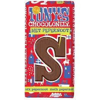 Tony's Chocolonely - Chocoladeletter tony chocolonely melk pepernoot s | 1 stuk | 15 stuks
