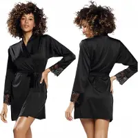 DKaren | Marlena | Zwarte Kimono | Kwaliteit satijn | S- 2XL | XXL