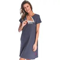 Doctor Nap Katoenen Nachthemd met Magnetische Drukknoopjes Borstvoeding Zwangerschap TCB.9992 Graphite 42 / XL