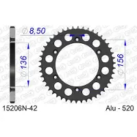 Afam Couronne 49 dents alu ultra-light pas 520 type 15206N