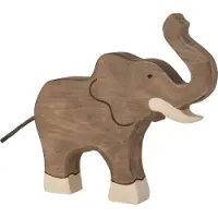 Gollnest & Kiesel Wildernis - Olifant Slurf Omhoog - 18X3X16Cm - Houten Figuur - Handgemaakt