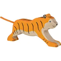 Holztiger FIGURINE - - Lopende tijger - Handgeschilderd hout - Europese productie - 17 x 2,8 x 8,5 cm