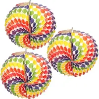 Boland Lampion met gekleurde stippen - Set van 5x stuks - papier - Dia 26 cm - Feestversieringen - sint maarten