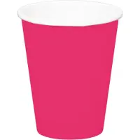 Folat Feest drinkbekers - 32x stuks - fuchsia roze - papier - 350 ml - verjaardag/party