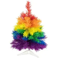 R+W R en W mini kunst kerstboom - regenboog - H45 cm - kunststof - gekleurd miniboompje