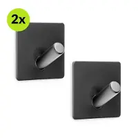 XIVADA Handdoekhaak Paza - Rvs - 3M Tape - Zwart - Set van 2
