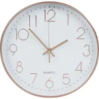 LIVILO - Keukenklok - Wandklok 30 cm - Stille klok - Kleine klok - Wit met rosé