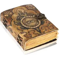 Bb Leren Notitieboek - Derde Oog - Handgemaakt - Leren Notitieboek - Schrijfboek - Journal - Schetsboek - Notebook - Derde Oog - (lxbxd) ca. 18cm x 13cm x 4cm
