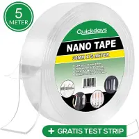 QuickDays Dubbelzijdig Nano Tape Met Gratis Test Strip – Herbruikbaar en Waterproof – 5 Meter - Plakband - Extra Sterk