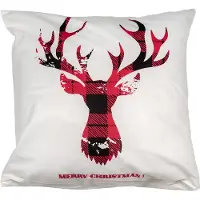 Clayre & Eef Kussenhoes 45x45 cm Wit Rood Polyester Rendier