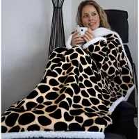 Cosas Fleece Deken met Mouwen - Fleece Dekens - Plaid - Snuggle - TV - Volwassenen - Hoodie - 180 x 130 cm - Giraf - Kerstcadeau
