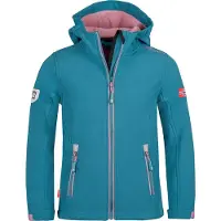 TROLLKIDS - Girl's Trollfjord Jacket - Softshelljack 140, turkoois