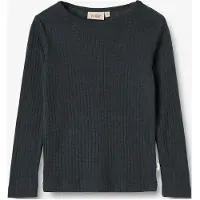 Wheat - Kid's Gestreiftes Langarm-Shirt Wool / Silk - Merino-ondergoed 98, zwart