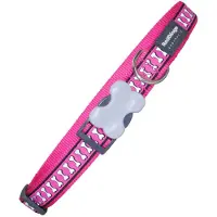 Red Dingo Dog collar Bone Reflective Fuchsia (1,2 x 20-32 cm)