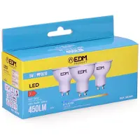 EDM LED Spot Lamp GU10 5W 6400K 400lm 230V - 50mm - LED Lampen - Koel Wit - 3-Pack