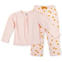 Little label roze pyjama met hartjes print op de broek Meisjes Stretchkatoen Ronde hals - maat 122/128