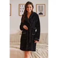 Doctor Nap Badjas Fleece Dames | Zwart SWW.5208 2XL