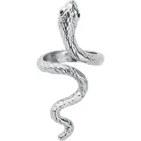 EtNox - Gothic Ring - Snake - voor Vrouwen - zilverkleurig - Maat L