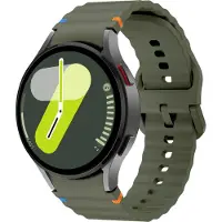 Strap-it Siliconen Wave bandje - Geschikt voor Samsung Galaxy Watch 7 (40 & 44mm) / Galaxy Watch 6 (Classic) / Galaxy Watch 5 (Pro) / Galaxy Watch 4 (Classic) - legergroen