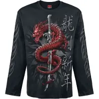 Spiral Shirt met lange mouwen - Oriental Dragon Longsleeve - M tot XXL - voor Mannen - zwart - Maat L