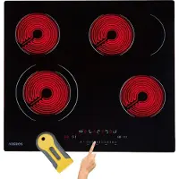 Arebos kookplaat van glaskeramiek autarkische kookplaat 4 kookzones 59cm 6600W