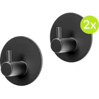XIVADA Hannddoekhaakjes Roma - RVS - Zelfklevend - Zwart - Set van 2